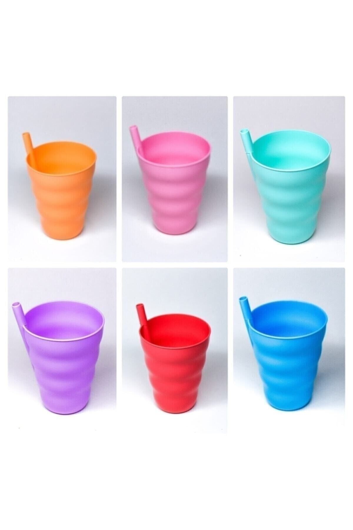 Neler Geldi Neler-6 Pieces Colorful Straw Plastic Cup Straw Cup Straw Cup 3