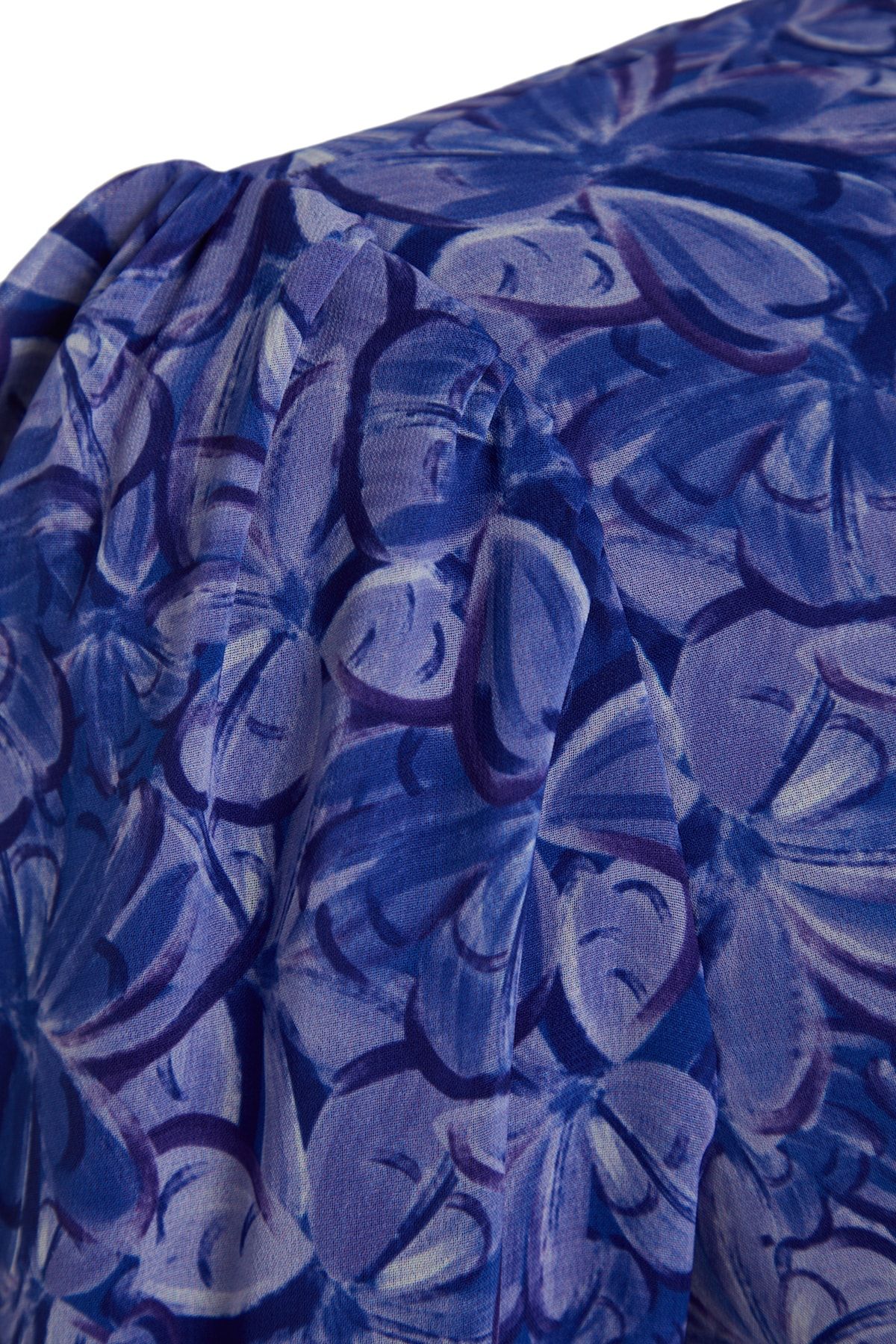 Trendyol Modest-Blue Floral Skirt Ruffle Lined Woven Chiffon Dress TCTSS23EB00160 2