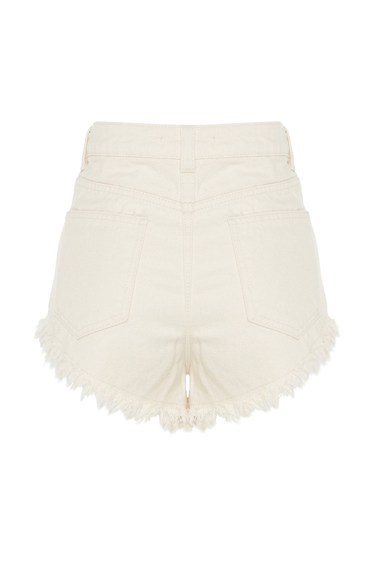 Trendyol Collection-Ecru Denim Tassel Beach Shorts - 100% bawełna Tbess23Sr00029 8
