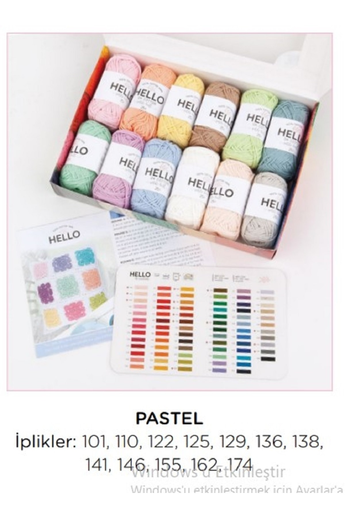 12-Piece Yarn Set with Hello Box - Pastel Punch-amigurumi- Tıg Business - Set with 3 Color Chart Gift