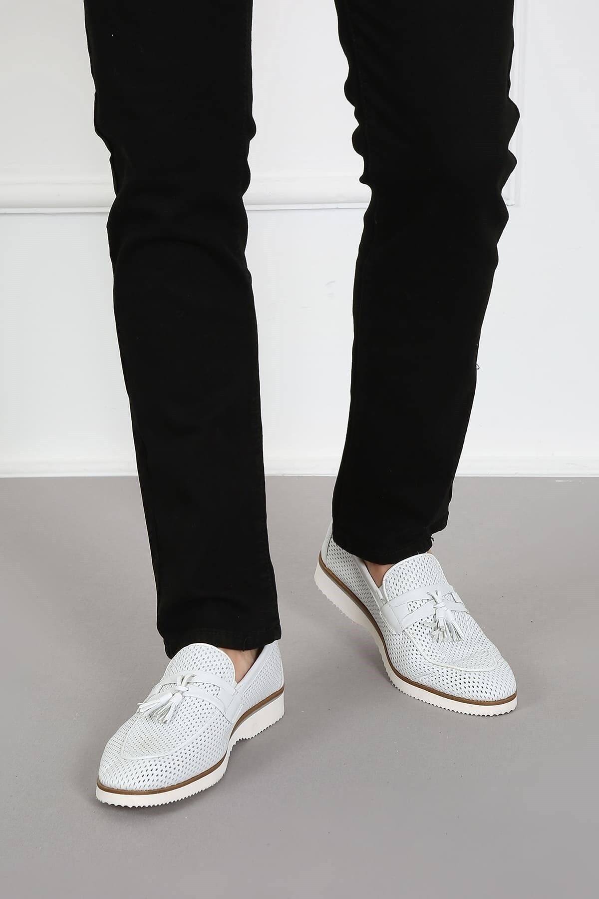 CassidoShoes Hakiki Nubuk Deri Özel Tasarım Püsküllü Eva Taban Erkek Ayakkabı 023-666 ZN10588