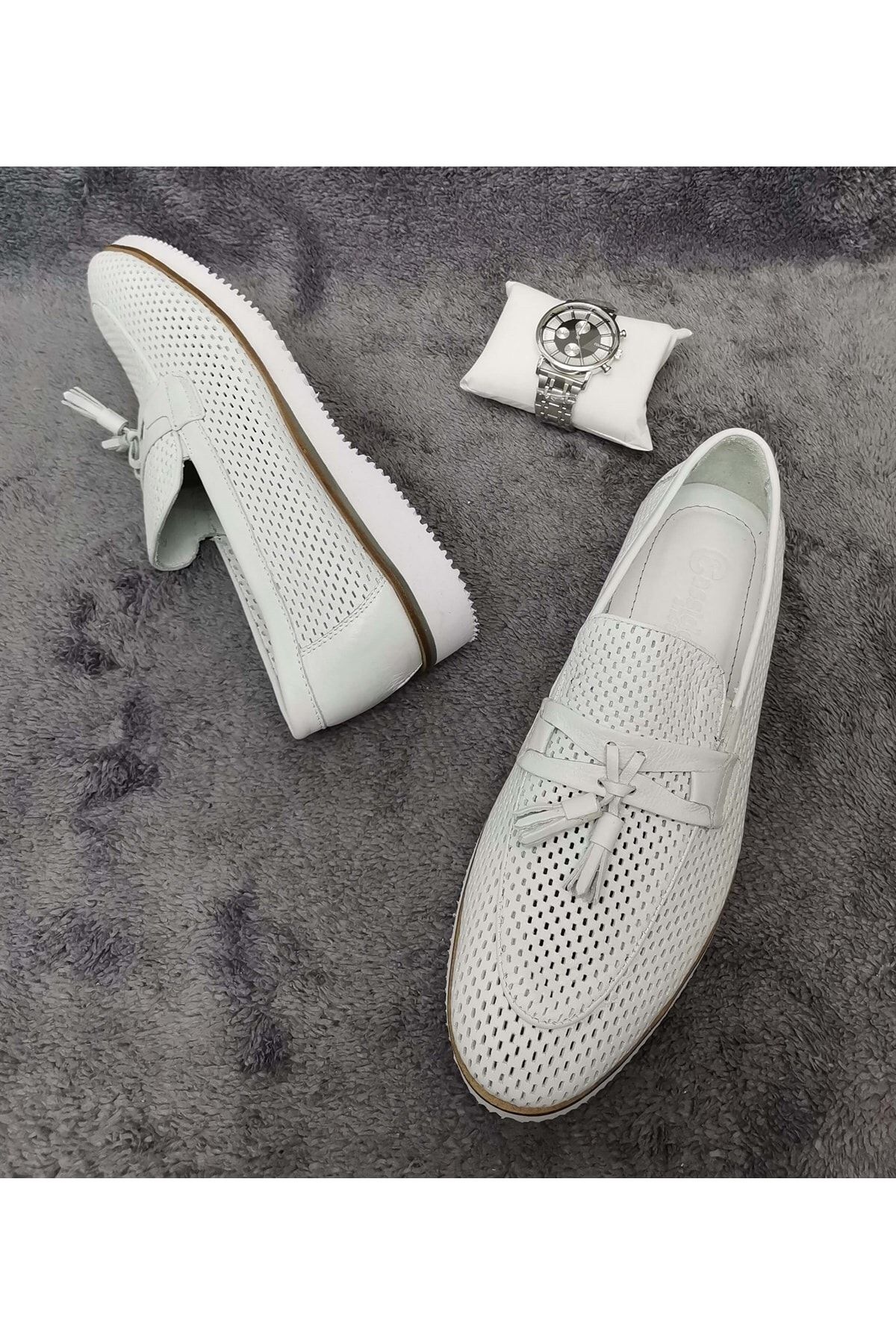CassidoShoes Hakiki Nubuk Deri Özel Tasarım Püsküllü Eva Taban Erkek Ayakkabı 023-666 ZN10588