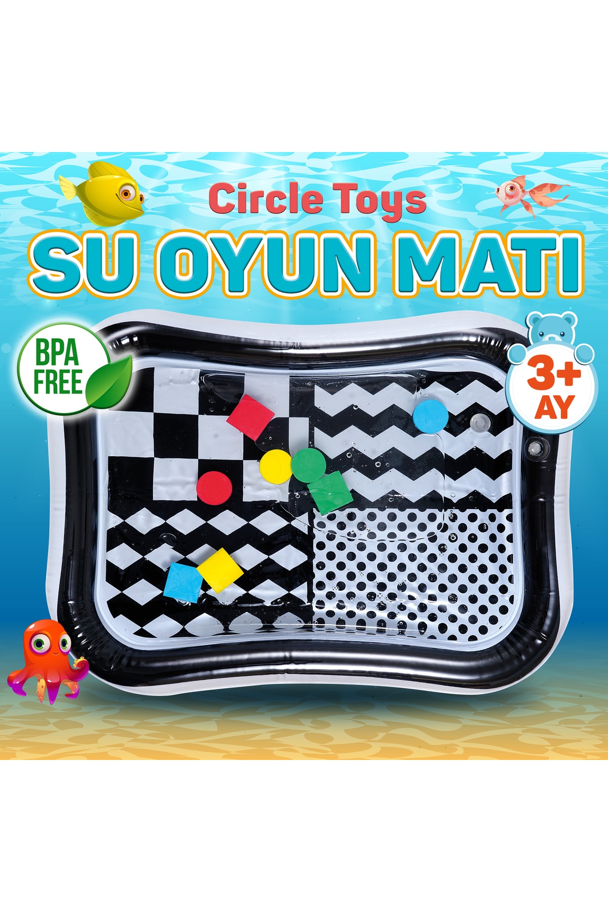Circle Toys Bebek Su Matı Tummy Time Aktivite Oyuncağı Su Havuzu fotoğrafı 2 (önizleme)