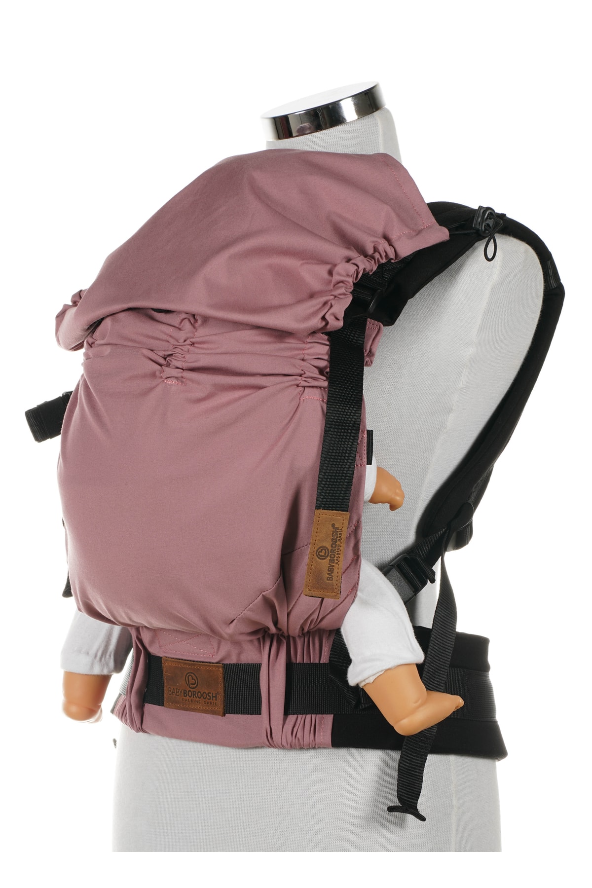 Baby Boroosh New Age Ergonomik Bebek Kangurusu / Bebekle Büyüyen %100 Pamuklu 0-4 Yaş Gül Kurusu fotoğrafı 5 (önizleme)