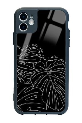 Iphone 11 Dark Leaf Tasarımlı Glossy Telefon Kılıfı ip11scaseglss072
