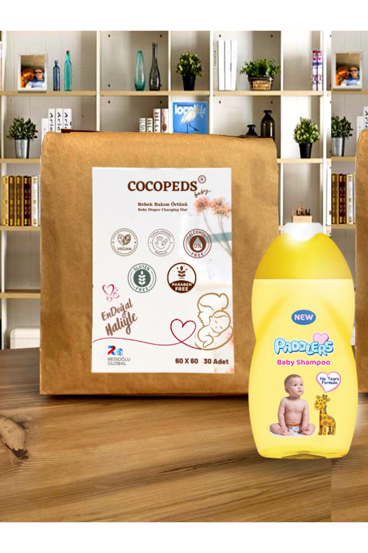 Cocopeds Bebek Bakım Örtüsü 60*60 + Bebek Şampuanı 250 Ml