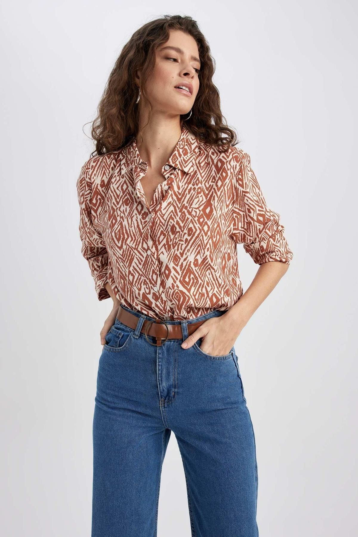 DeFacto Hemd Braun Oversized