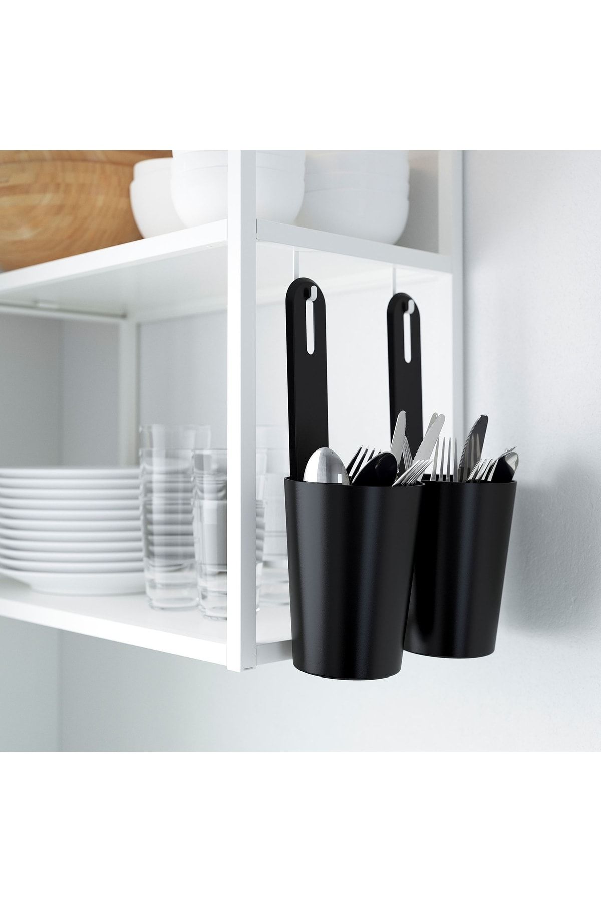 Kalite Adresi-Hangable Bathroom Organizer 34x12 Cm Ikea Hanging Spoon Holder Knife Holder Black Organizer Brush Holder 2