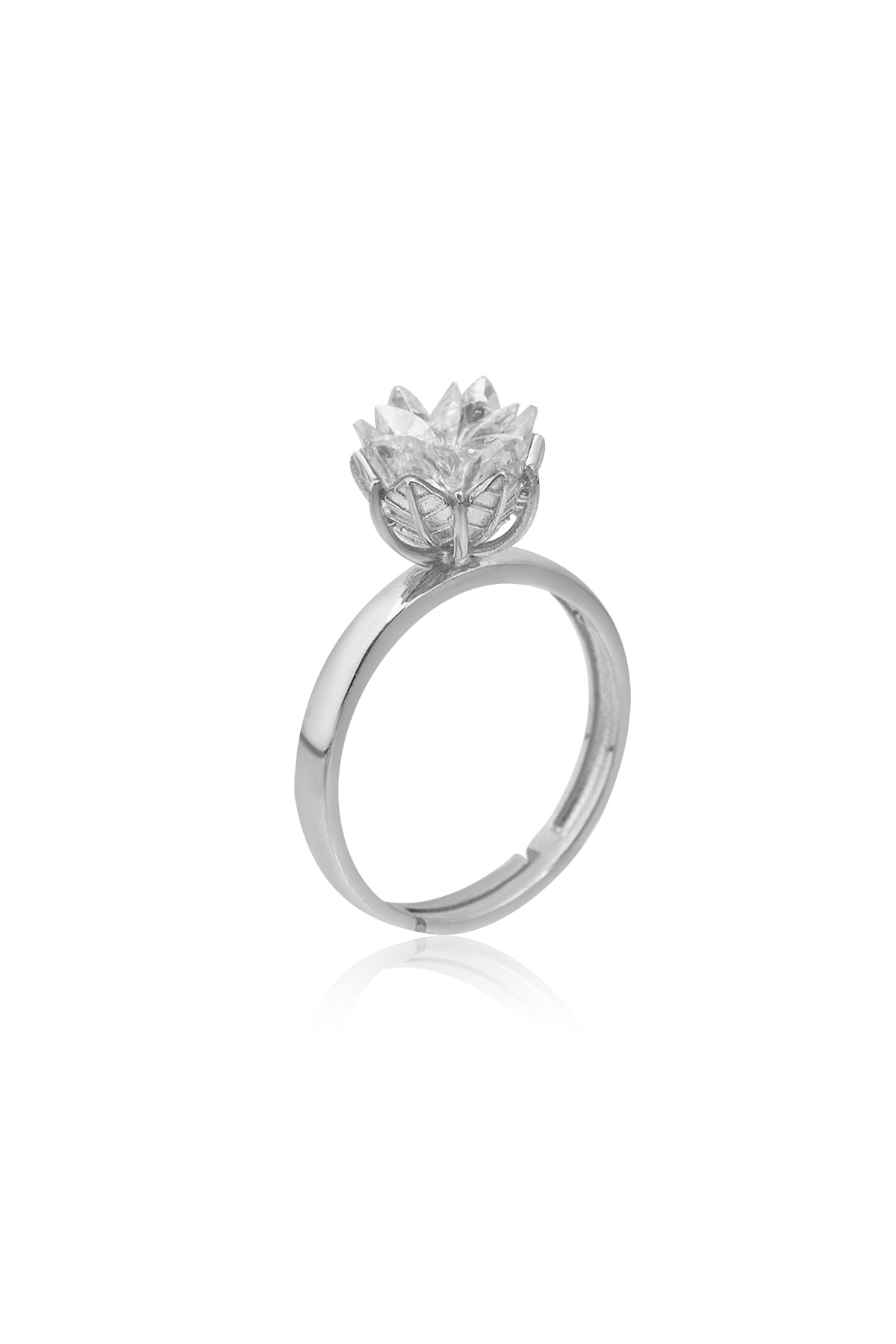 Lotus Çiçeği Yüzük & Işıklı Yüzük Kutusu - 925 Ayar Gümüş Yüzük 4