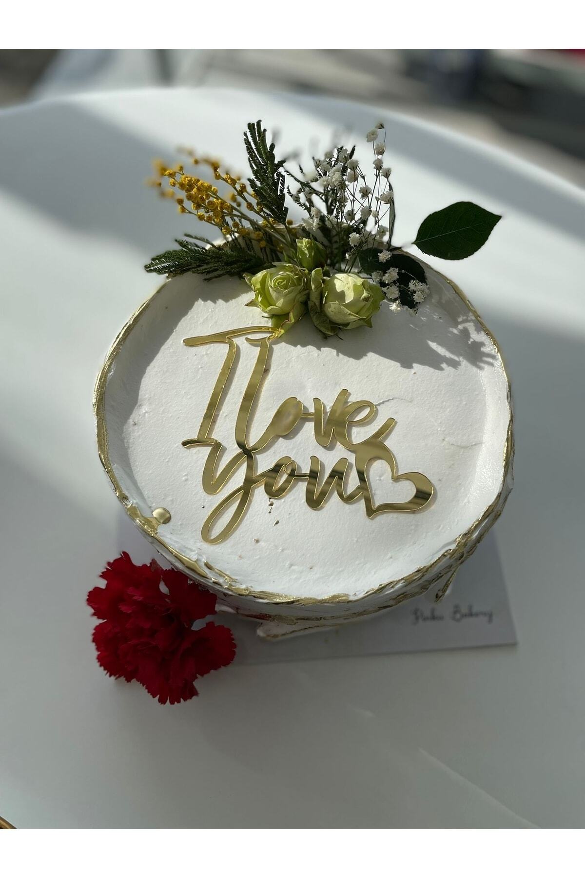 SG TASARIM Valentine's Day I Love You Gold Plexi Pinyata, Box, Cake Decoration