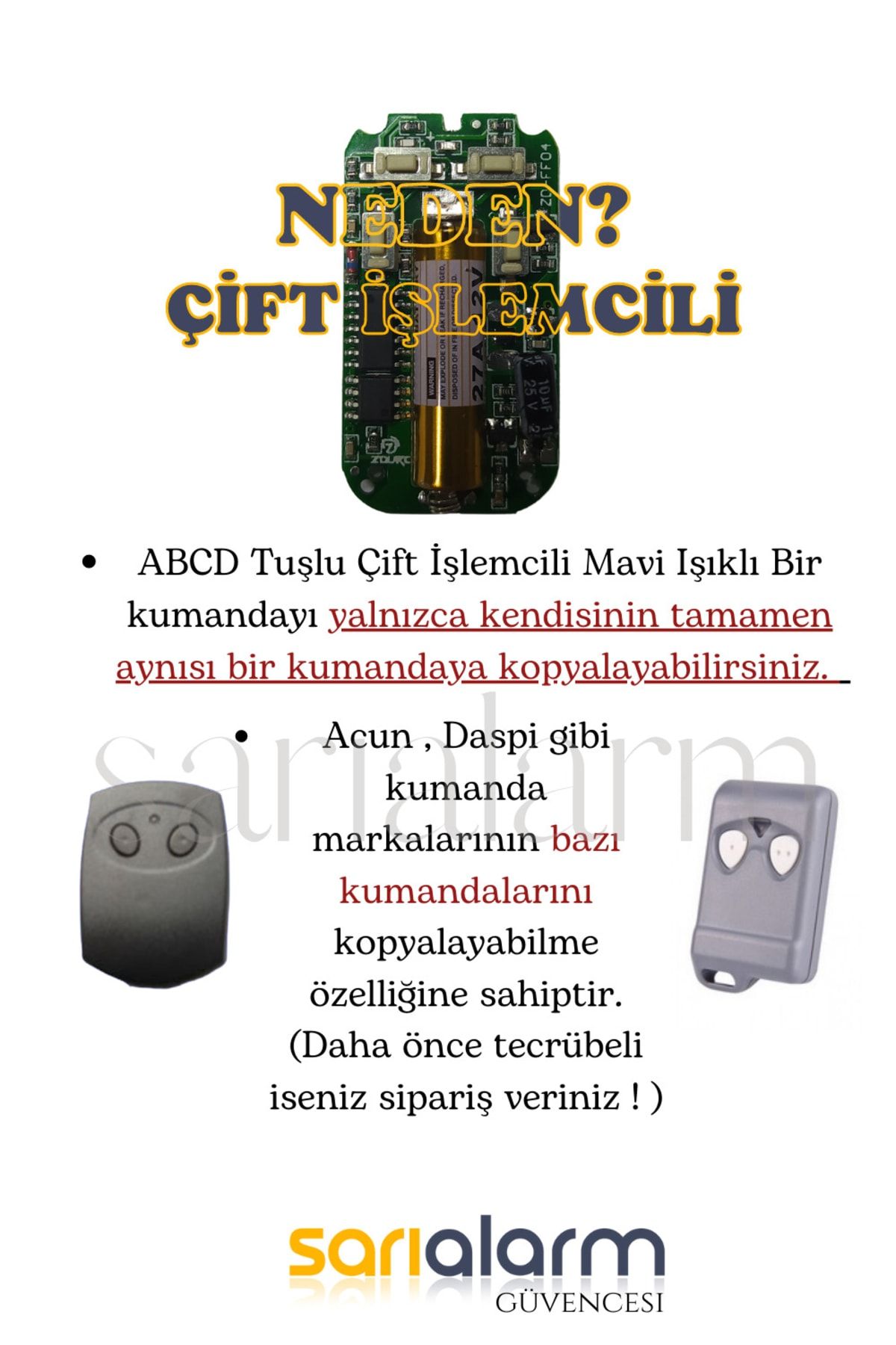 sarıalarm-Blue Light Dual Processor Abcd Key Smart Remote Control 3