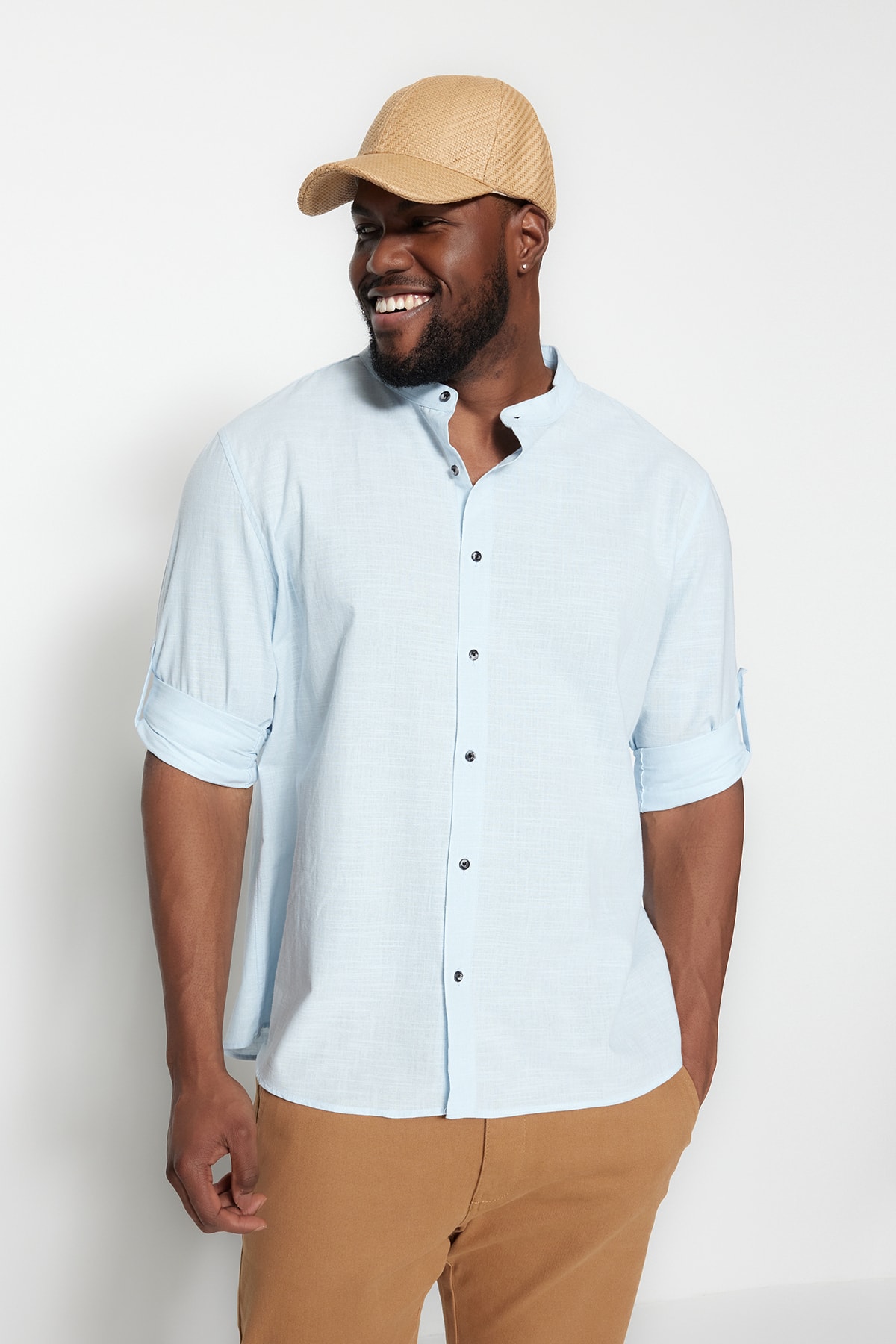 Trendyol Collection Plus Size Shirt - Blue - Regular fit - Trendyol