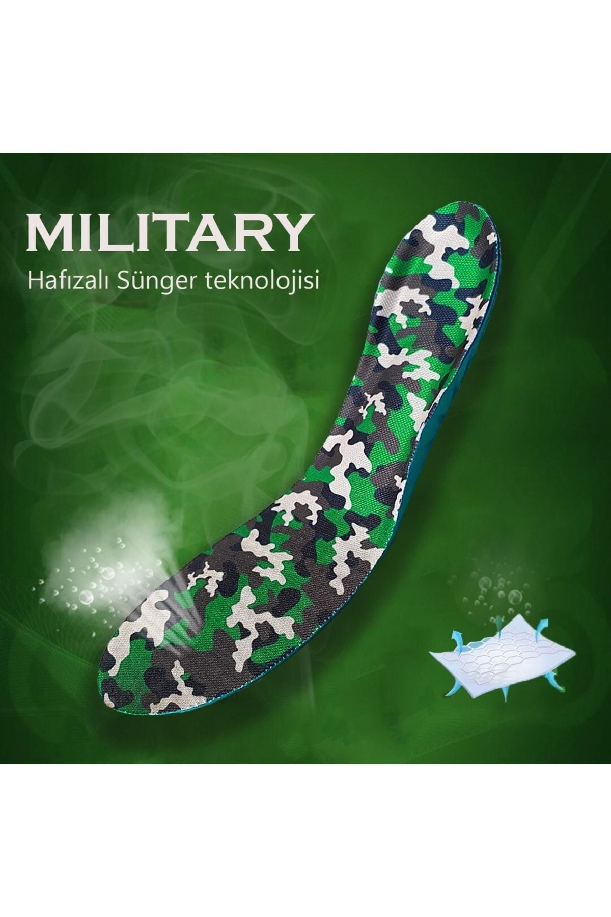 BG184.ML | Yumuşak Memory Foam, Darbe Emici, Ortopedik, Yorgunluk Alan, Asker Botları Iç Tabanlık - 5