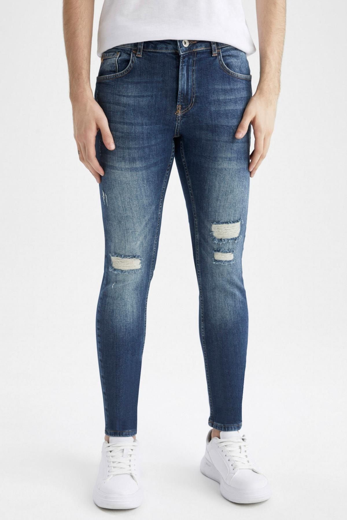 Skinny Comfort Fit Yırtık Detaylı Jean Pantolon