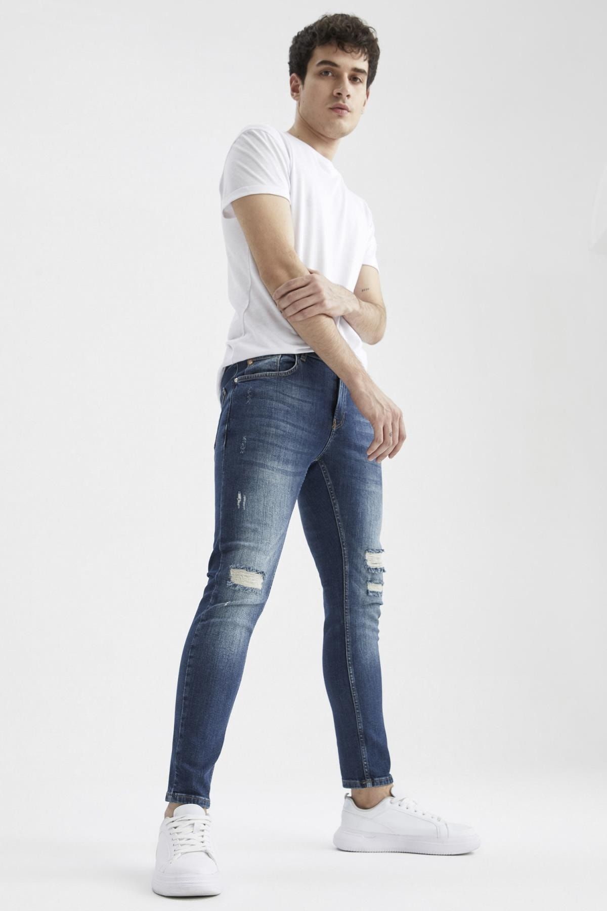 Skinny Comfort Fit Yırtık Detaylı Jean Pantolon