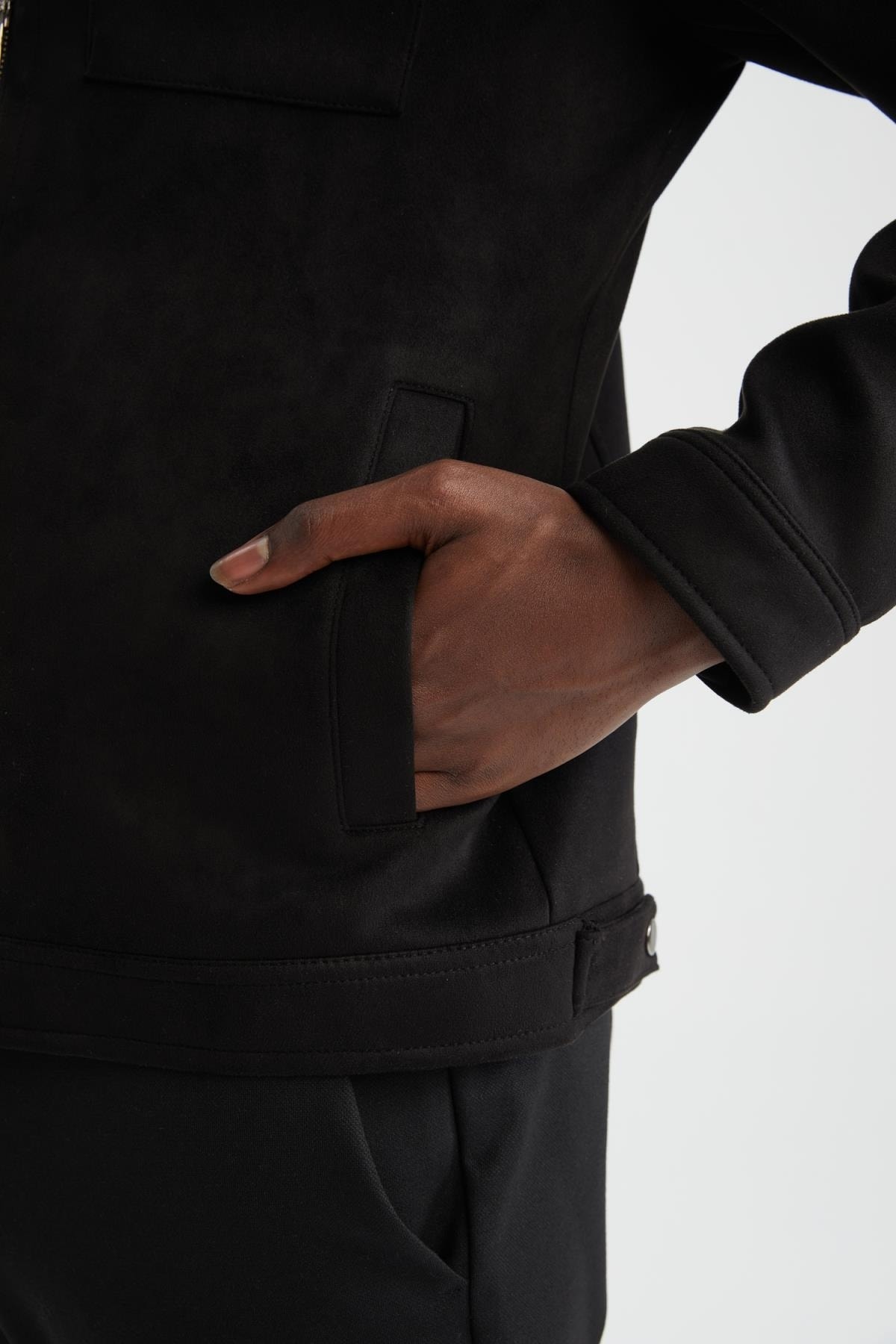 کت جیر یقه پولو زیپ دار مدل اسلیم فیت جیب دار دکمه ای آستین بلند مردانه   (برند )