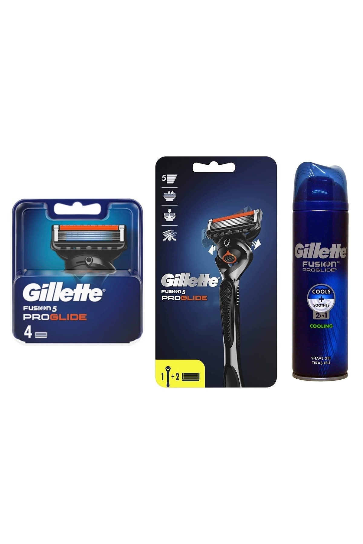 Gillette Fusion Proglide 4'lü Tıraş Takımı (tıraş Makinesi + Yedek Bıçak + Tıraş Jeli)