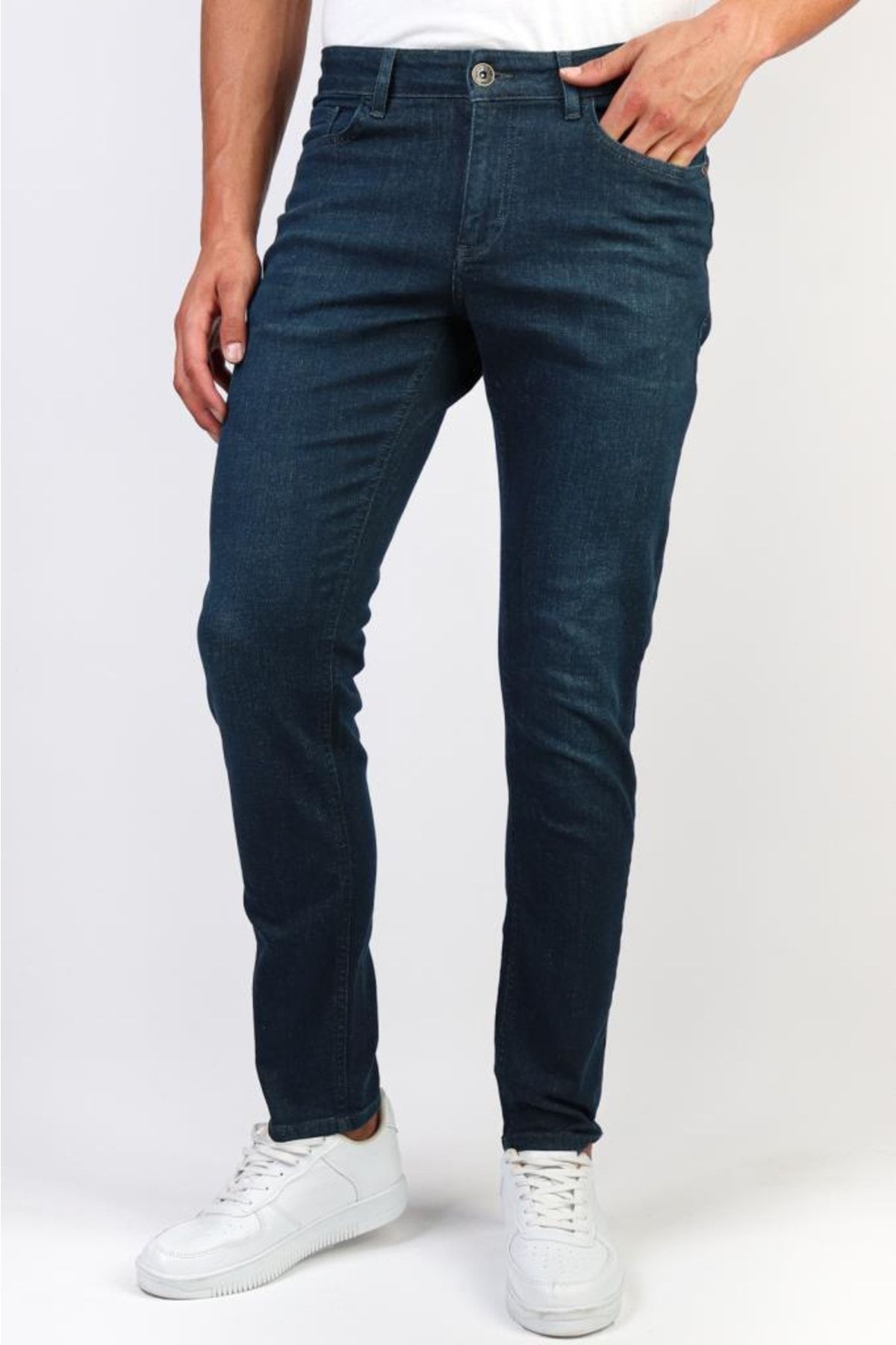 HLT JEANS Erkek Slim Fit Dark Green Taşlamalı Jean Pantolon Hlthe1949