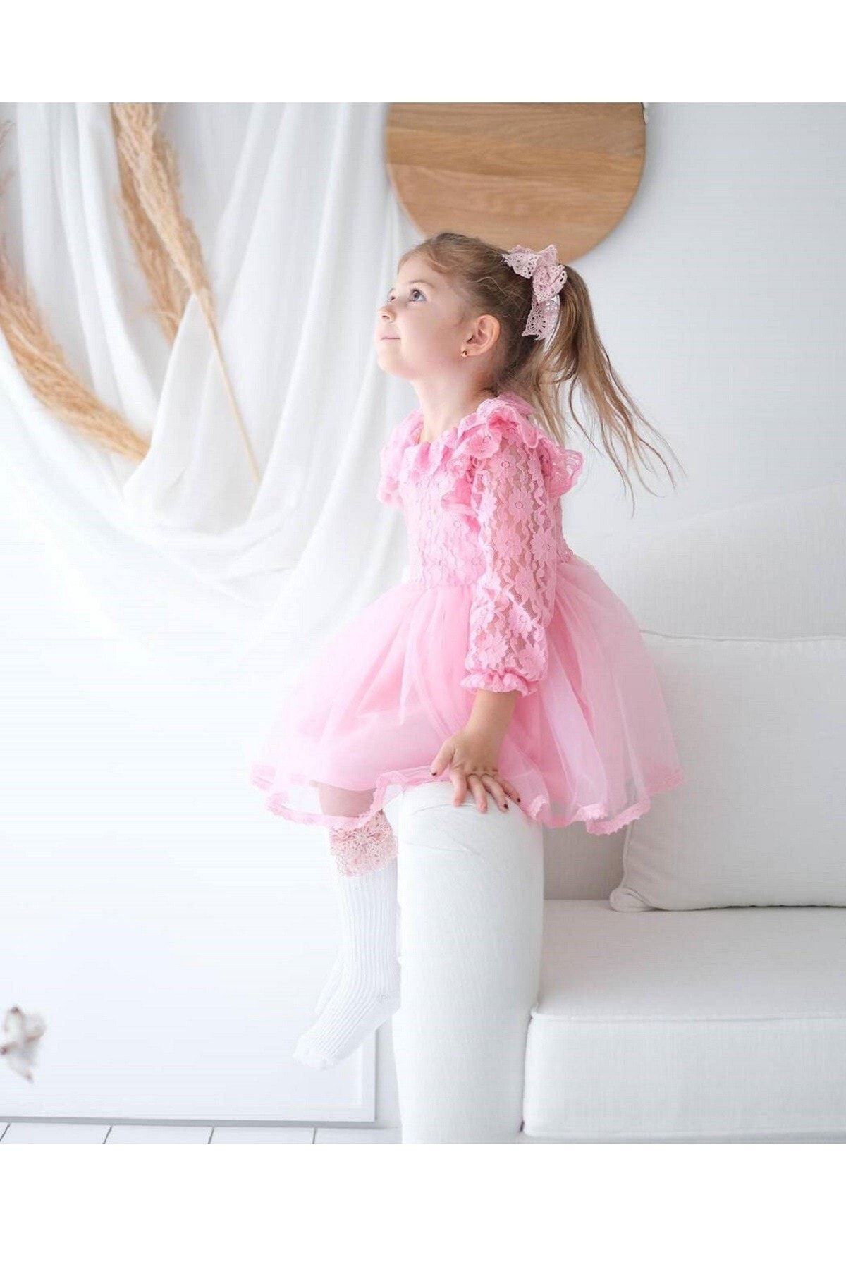 Prenses Sindy Güpürlü Tüllü Kız Çocuk Bebek Doğum Günü Özel Gün Abiye Elbisesi