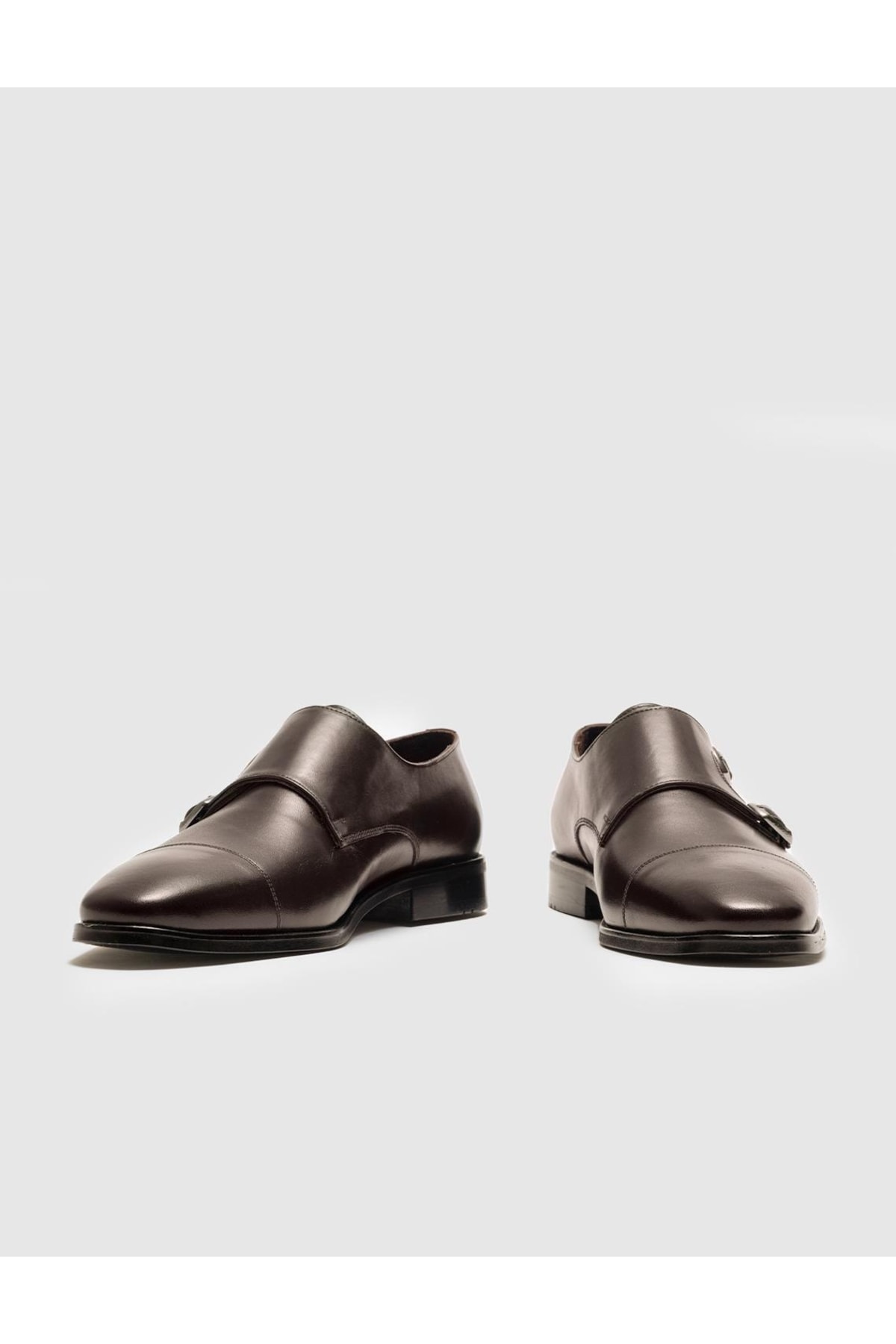 Cabani Hakiki Deri Kahverengi Çift Tokalı Erkek Klasik Ayakkabı ZN8910
