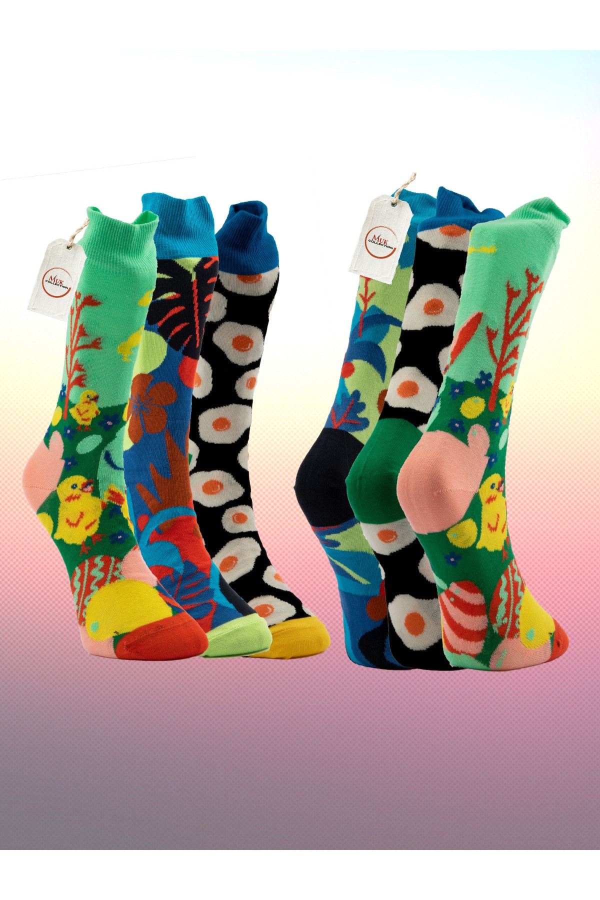 MUK COLLECTİON 3'lü Eğlenceli Renkli Erkek Soket Çorap