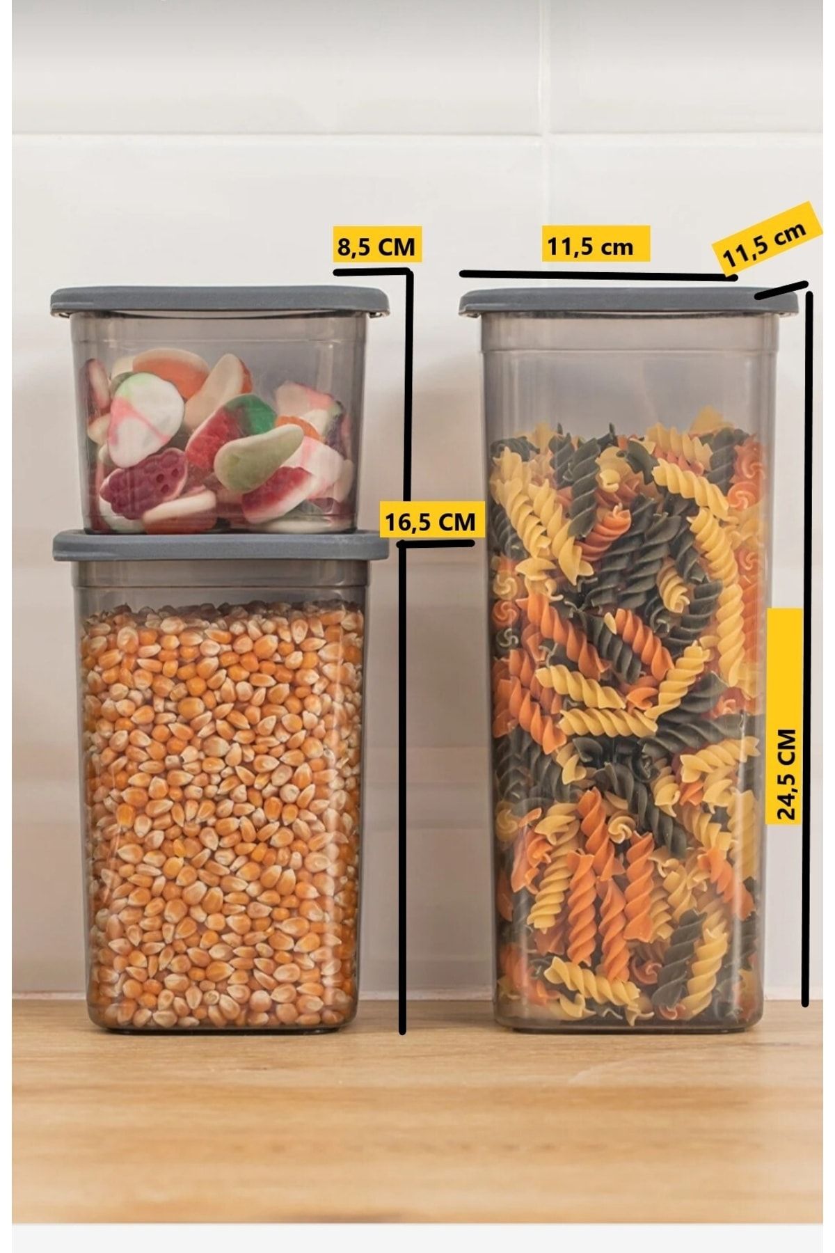 AHİR TİCARET-Pulses-Spill Storage Container Set (1 Piece 1900ml, 1 Piece 1300ml, 1 Piece 650ml) 3 Pieces 3