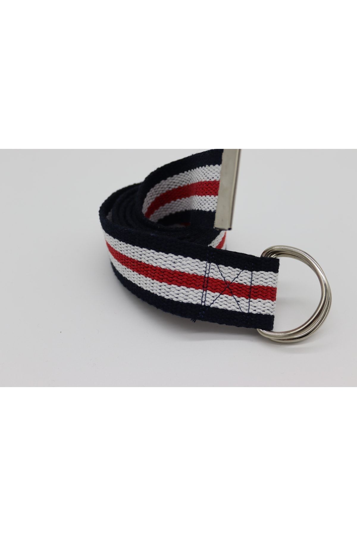 Anatolia-Unisex Black White Red D Ring Tactical Sports Canvas Cloth Belt 2