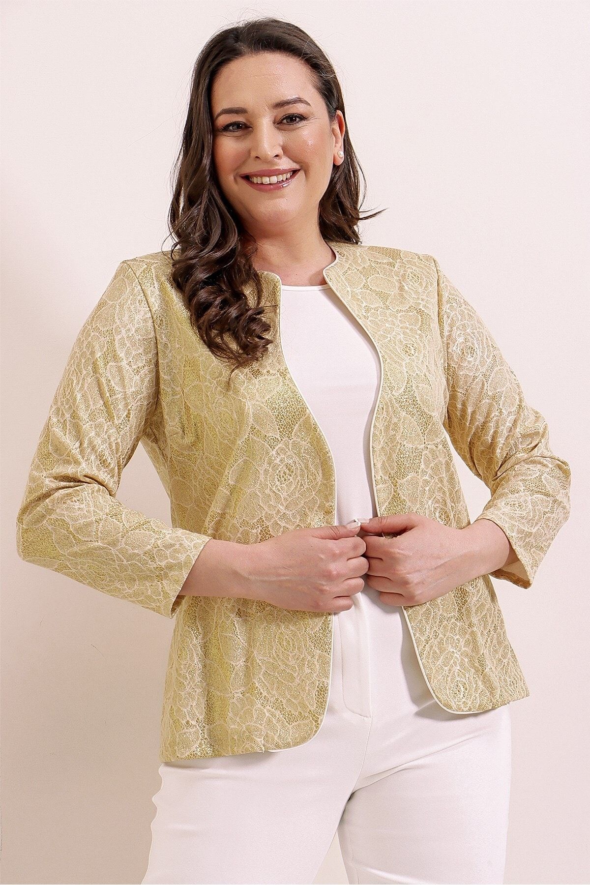Gold jacket plus size best sale