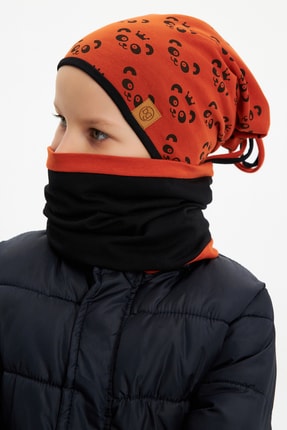 Babygiz Erkek Çocuk Panda Desenli Bere Boyunluk Set Yumuşak Çift Katlı %100 D...