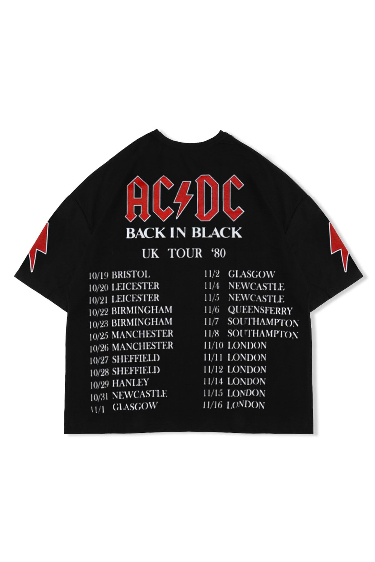 Ac Dc Sırt Baskılı Unisex Oversize Siyah Tshirt