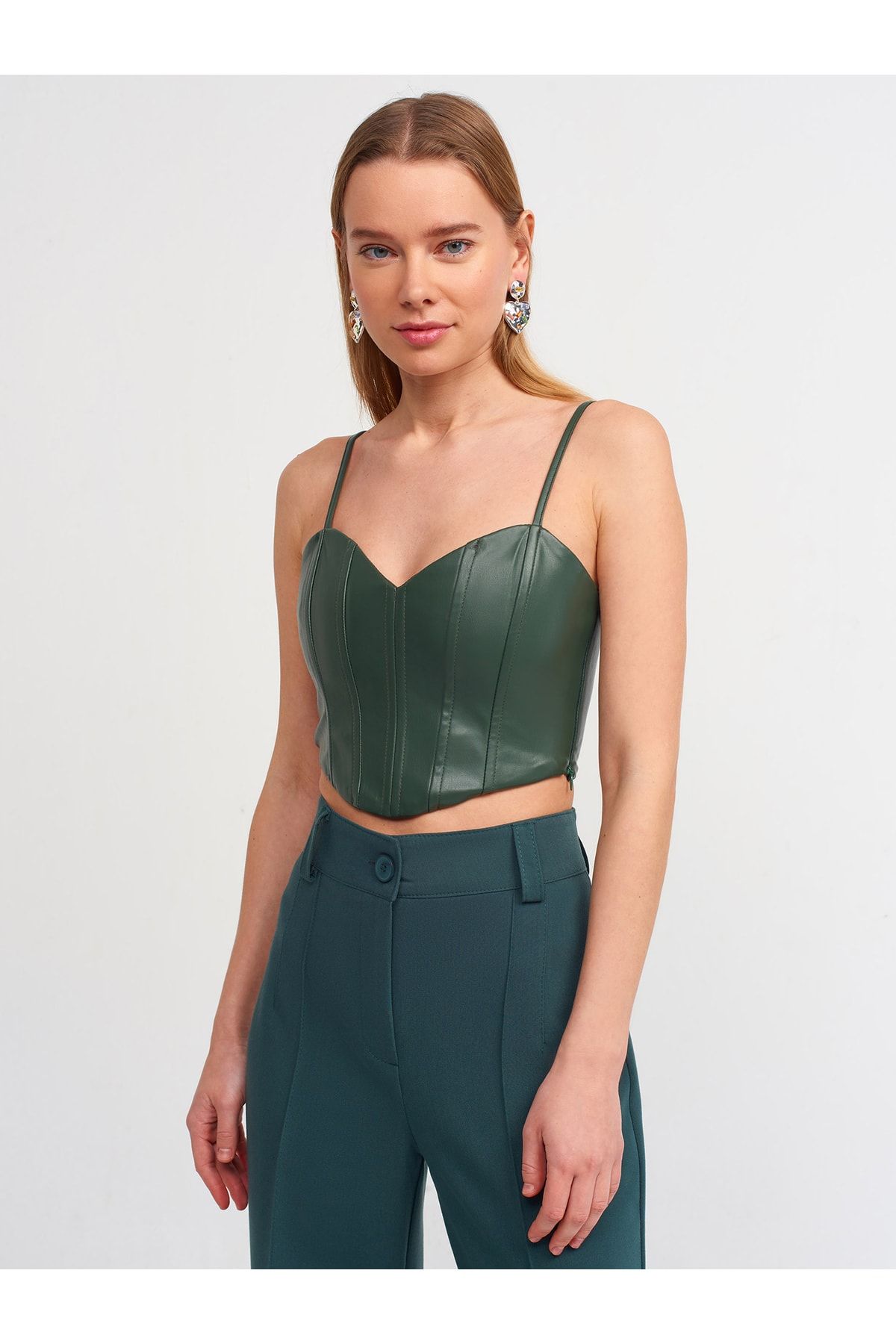 Dilvin Bustier Grün Unifarben Fast ausverkauft NZ8381