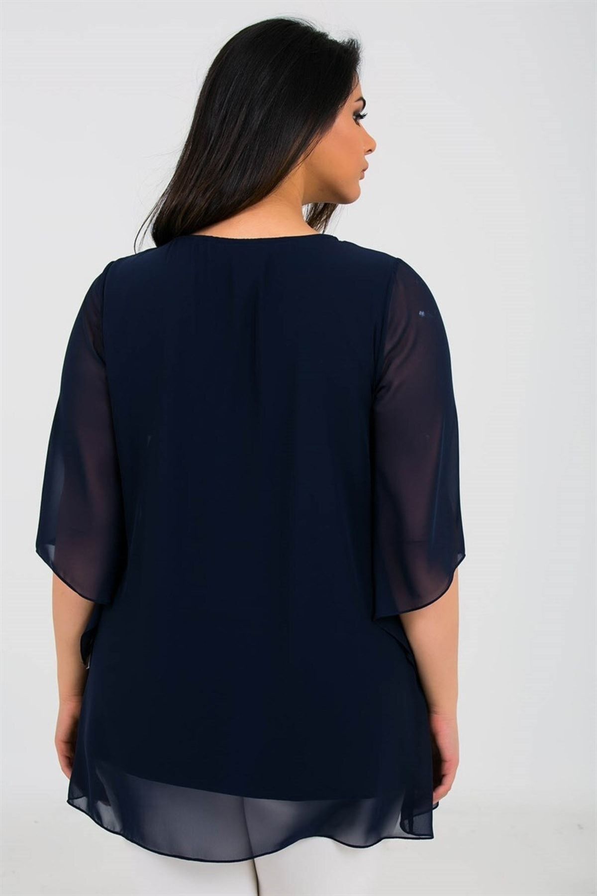 Navy blue chiffon top cheap