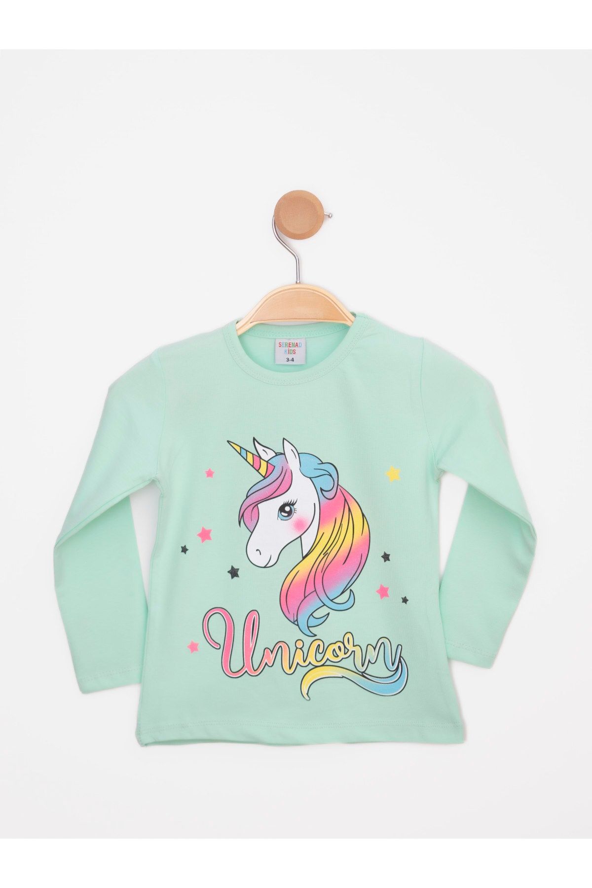 Kız Çocuk 3'lü Paket Çocuk Basic Örme Likralı Pamuklu Uzun Kollu Penye T-shirt