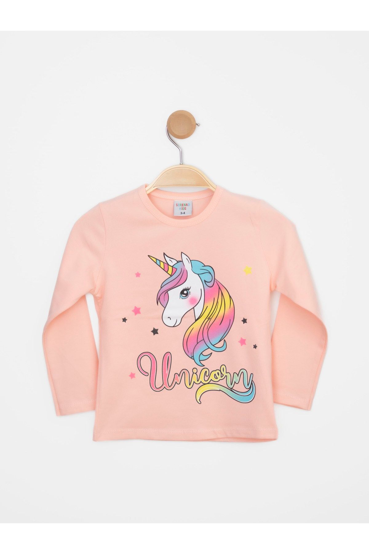 Kız Çocuk 3'lü Paket Çocuk Basic Örme Likralı Pamuklu Uzun Kollu Penye T-shirt