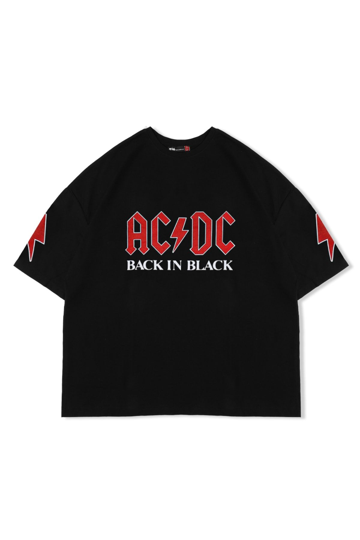 Ac Dc Sırt Baskılı Unisex Oversize Siyah Tshirt