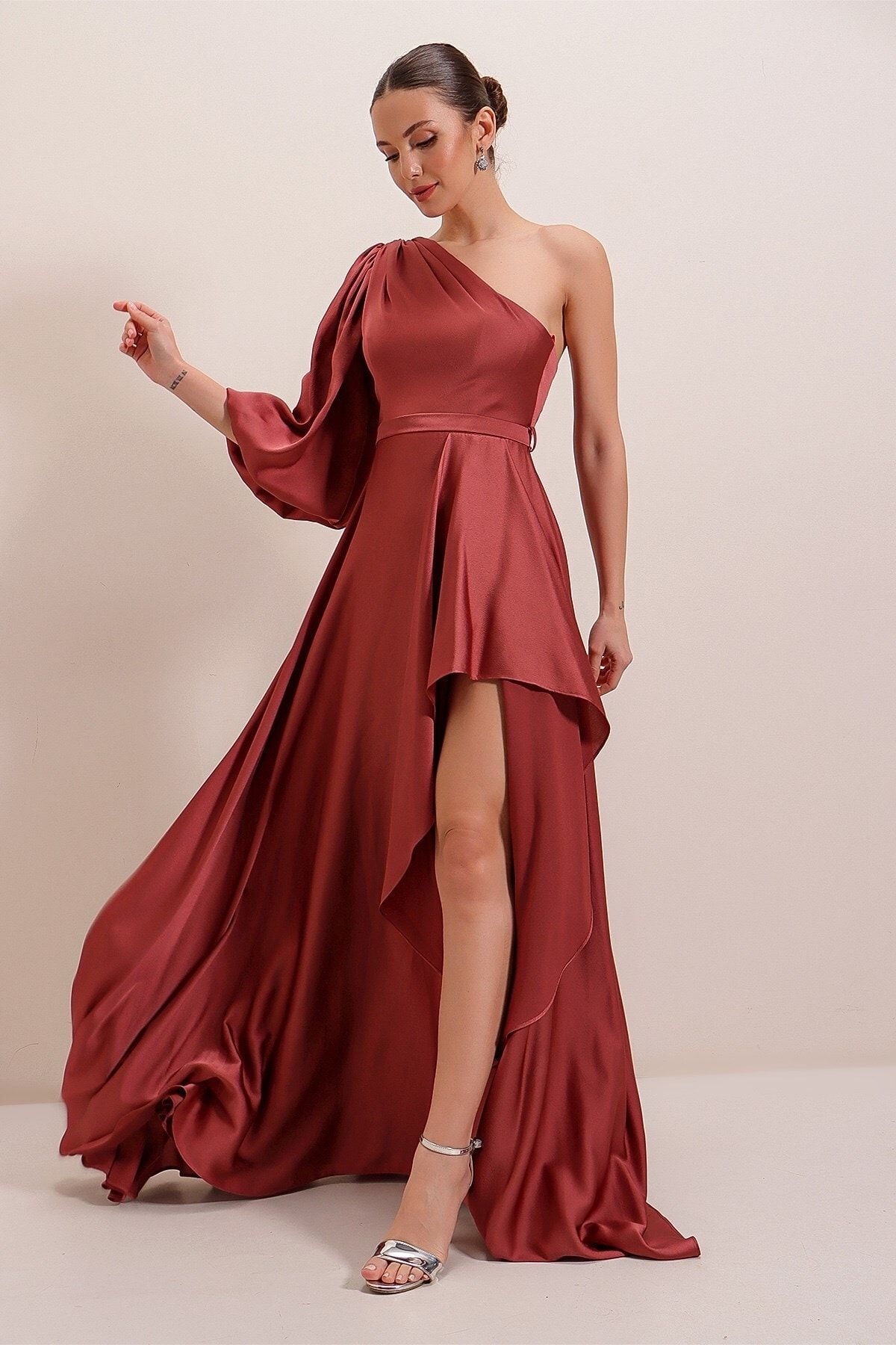 Dark burgundy long dress online