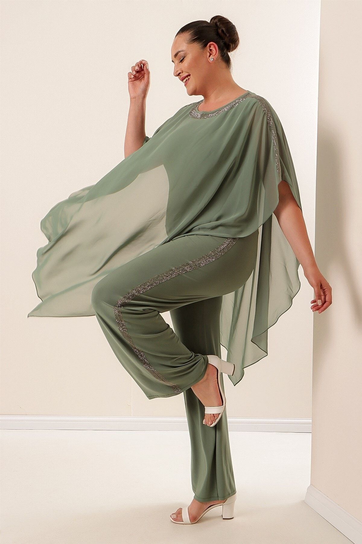Green shop chiffon jumpsuit