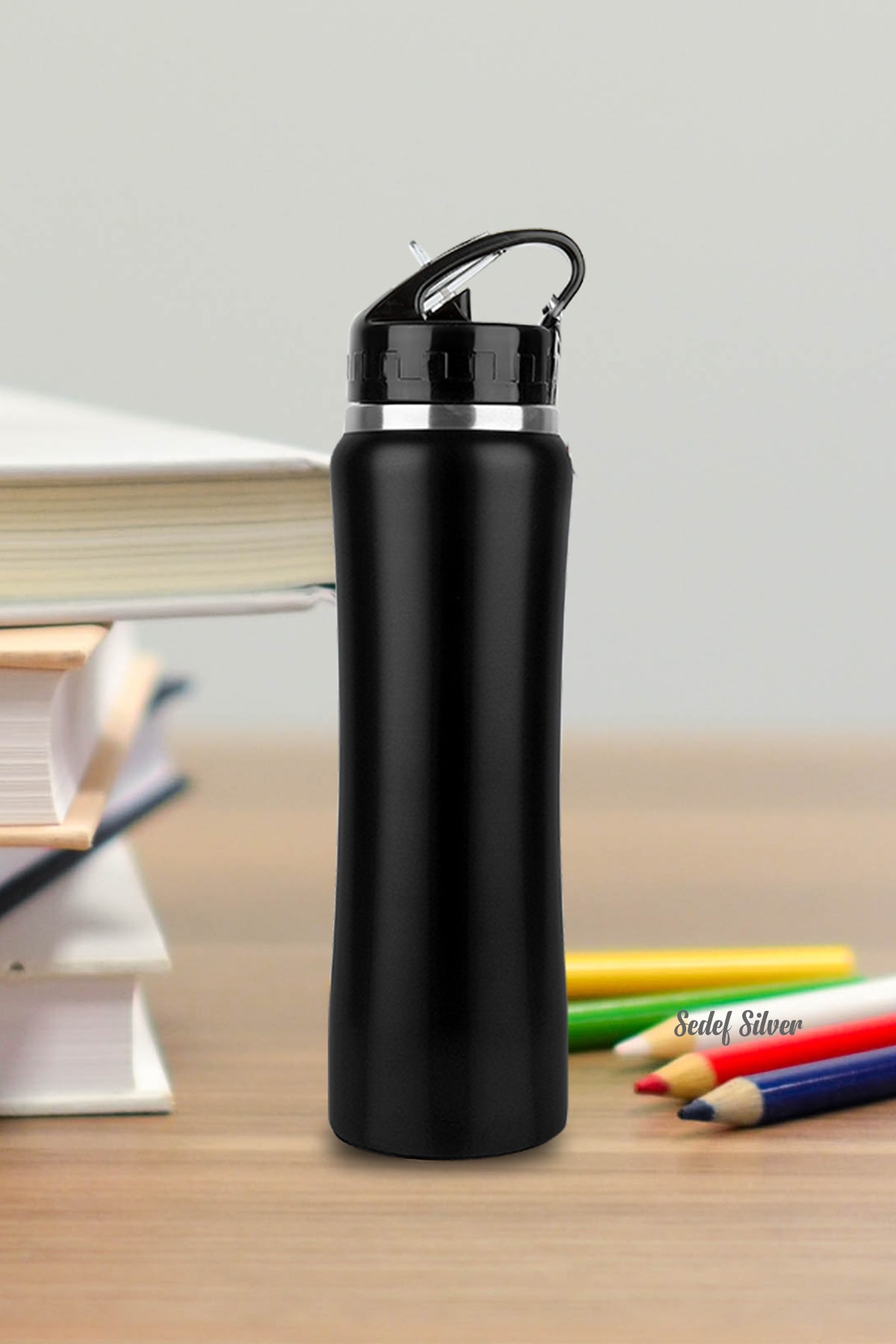 SEDEF SİLVER Emzikli 500 ml Çift Katman Çelik Matara Pipetli Termos fotoğrafı 3 (önizleme)