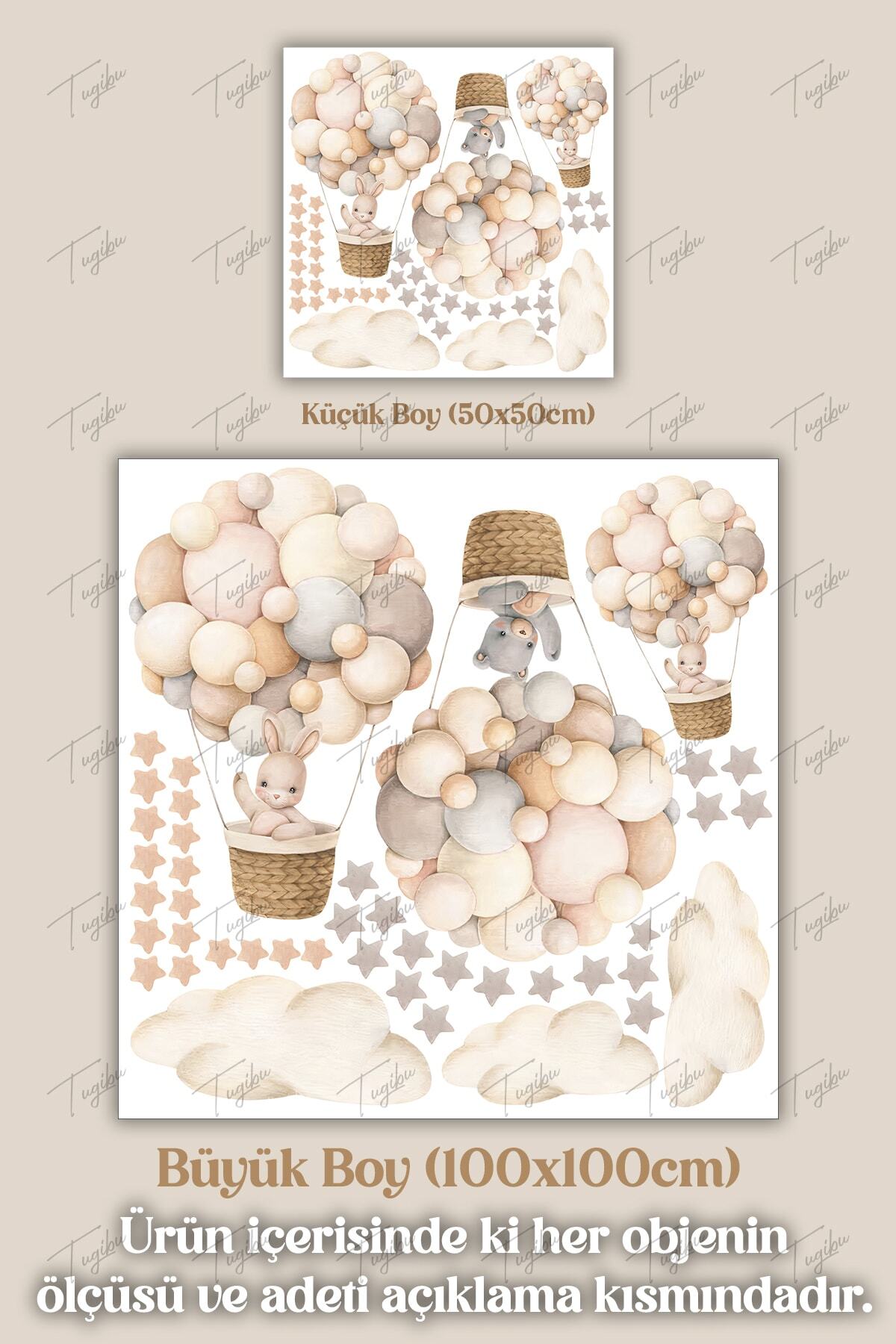 TUGİBU Uçan Balonlar Çocuk Odası Duvar Sticker Seti fotoğrafı 4 (önizleme)