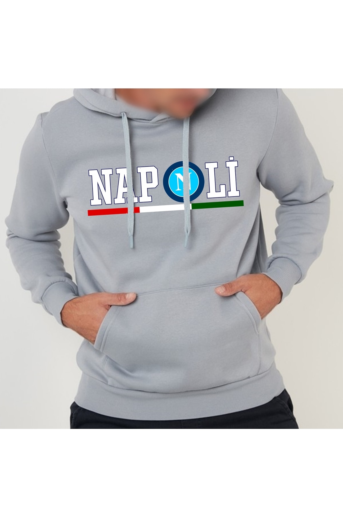 Ssc Napoli Large Print Men's Sweatshirt Hooded Cotton 3 Thread