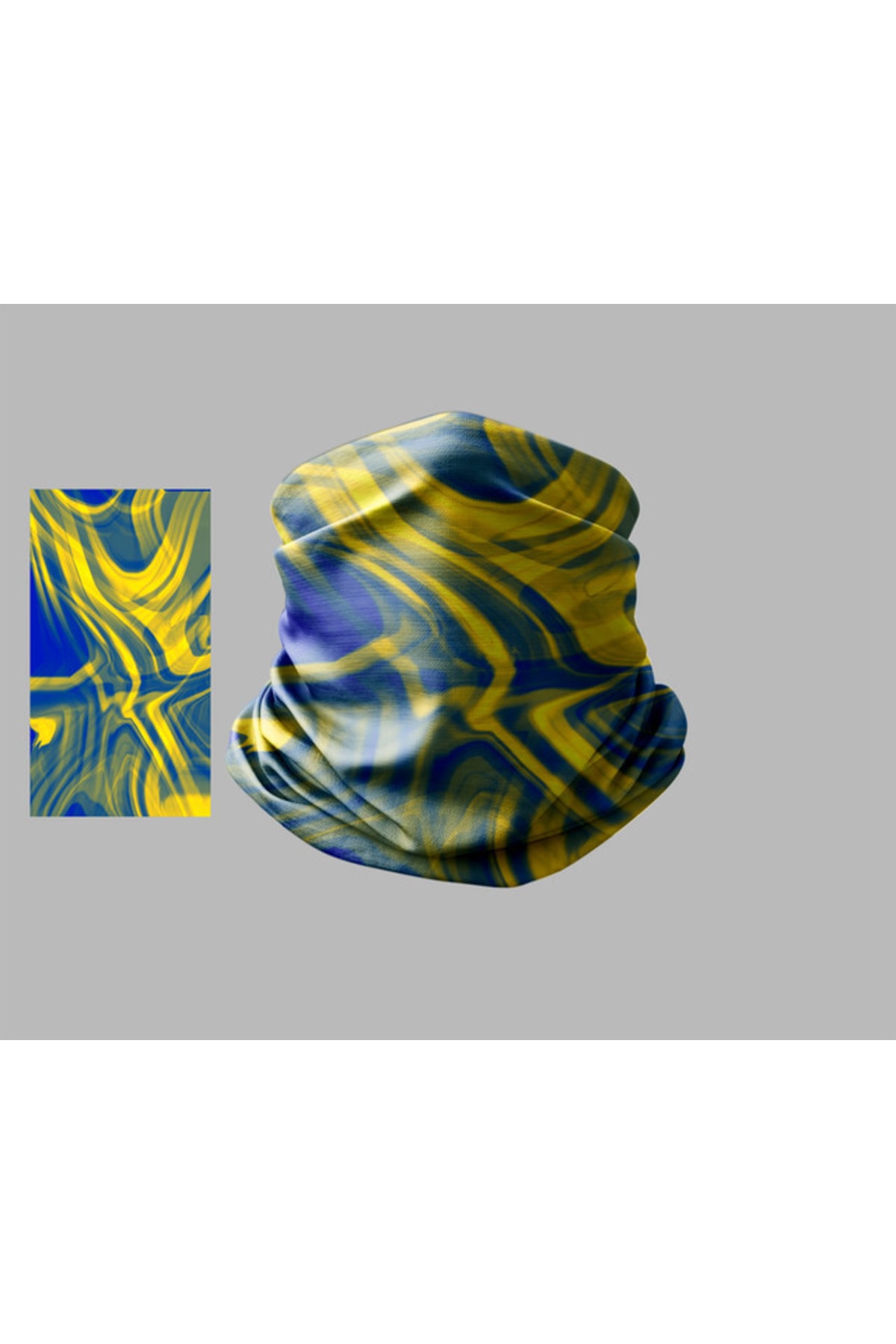 Buffalo Sarı Lacivert Tasarımlı Motorcu Çok Amaçlı Outdoor Boyunluk Unisex Bandana