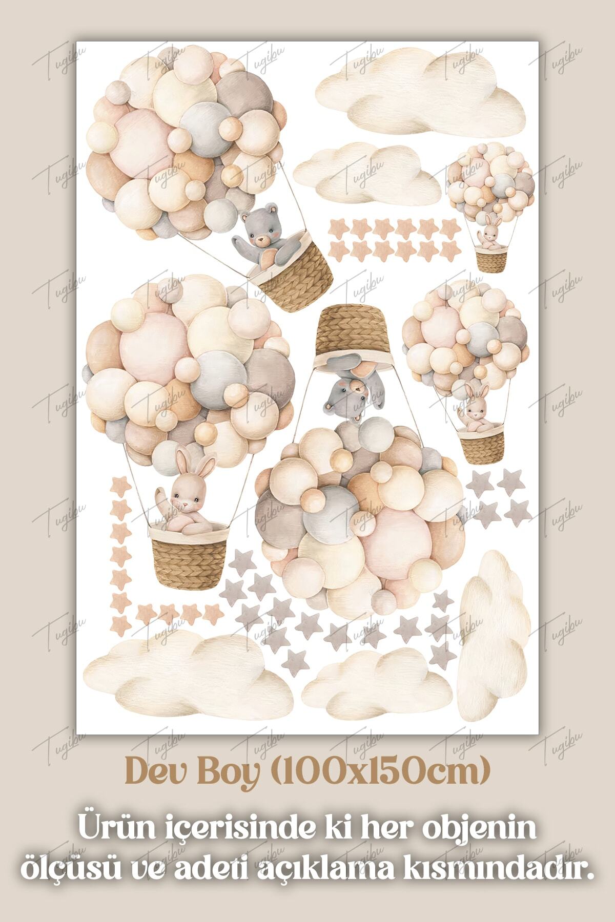 TUGİBU Uçan Balonlar Çocuk Odası Duvar Sticker Seti fotoğrafı 5 (önizleme)