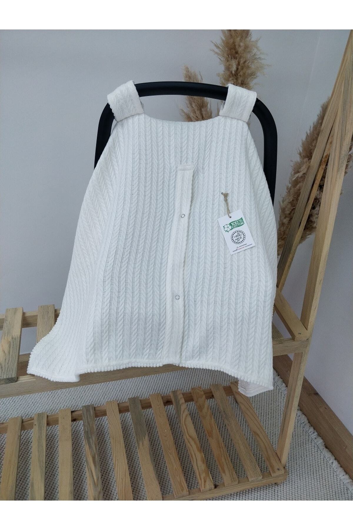 MAMARADUGA Tek Puset Örtüsü Örgü Pike % 100 Pamuk Ekru