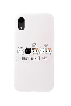 Iphone Xr Şirin Kedicikler Premium Beyaz Lansman Silikonlu Kılıf MCIPHXRLSK5LI