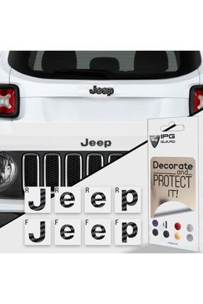 Jeep Renegade Limited 2015 - 2020 Ön Ve Arka Jeep Amblem Sticker Set ( Siyah Karbon Fiber ) IPG 2590
