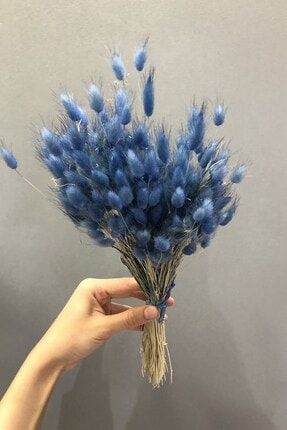 Mavi Yerli Doğal Pamuk Otu Mavi Naturel Kuru Başak Süslemesine Uygun Çiçek Modelleri 1 Bağ 140gr AKERKURUOT020