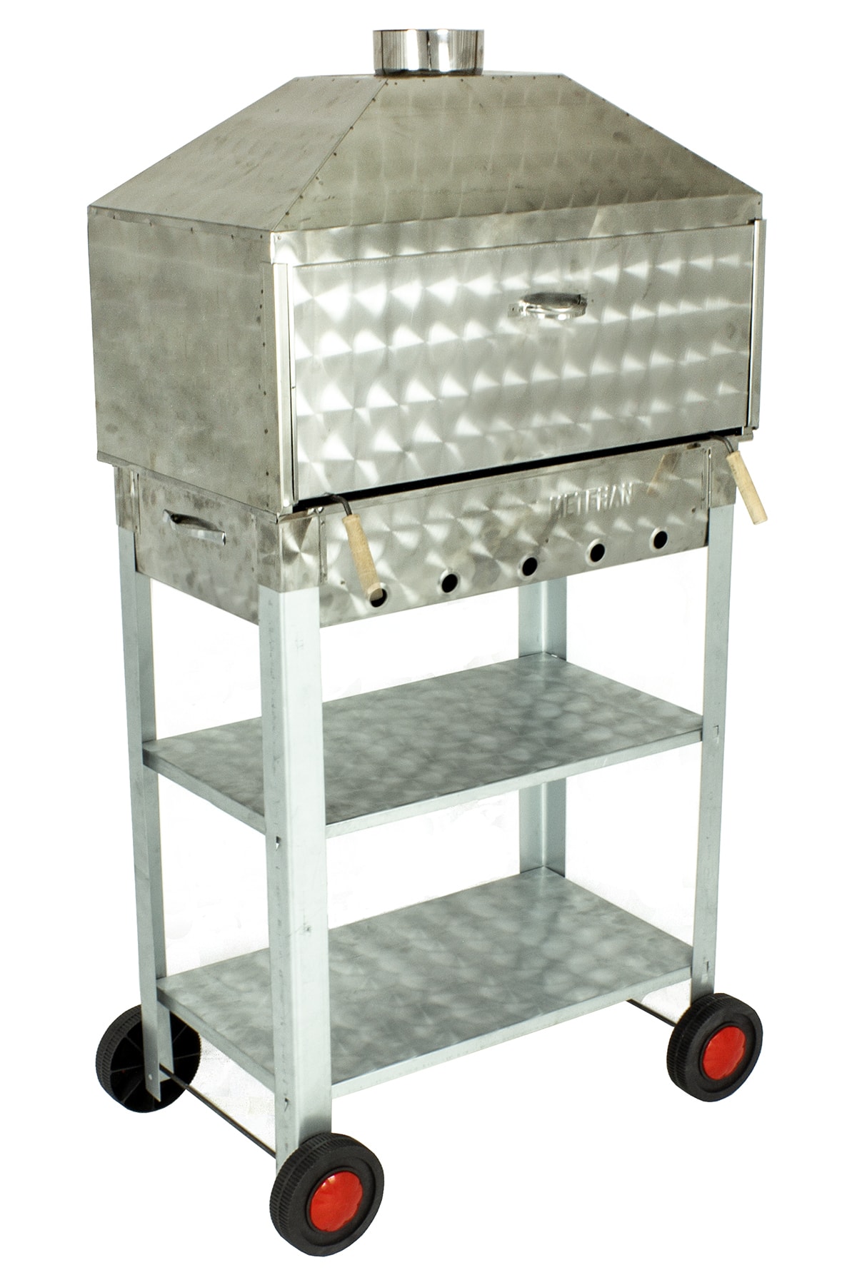 Davlumbazlı Bacalı Lamaızgaralı Krom Mangal (4 Tekerlekli) Mth-243 4