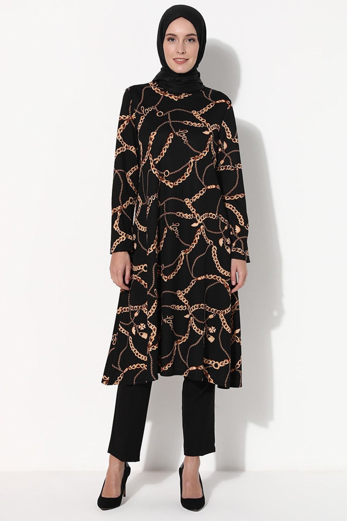 tunique à motifs de chaînes pour femmes noir zenane 1790787