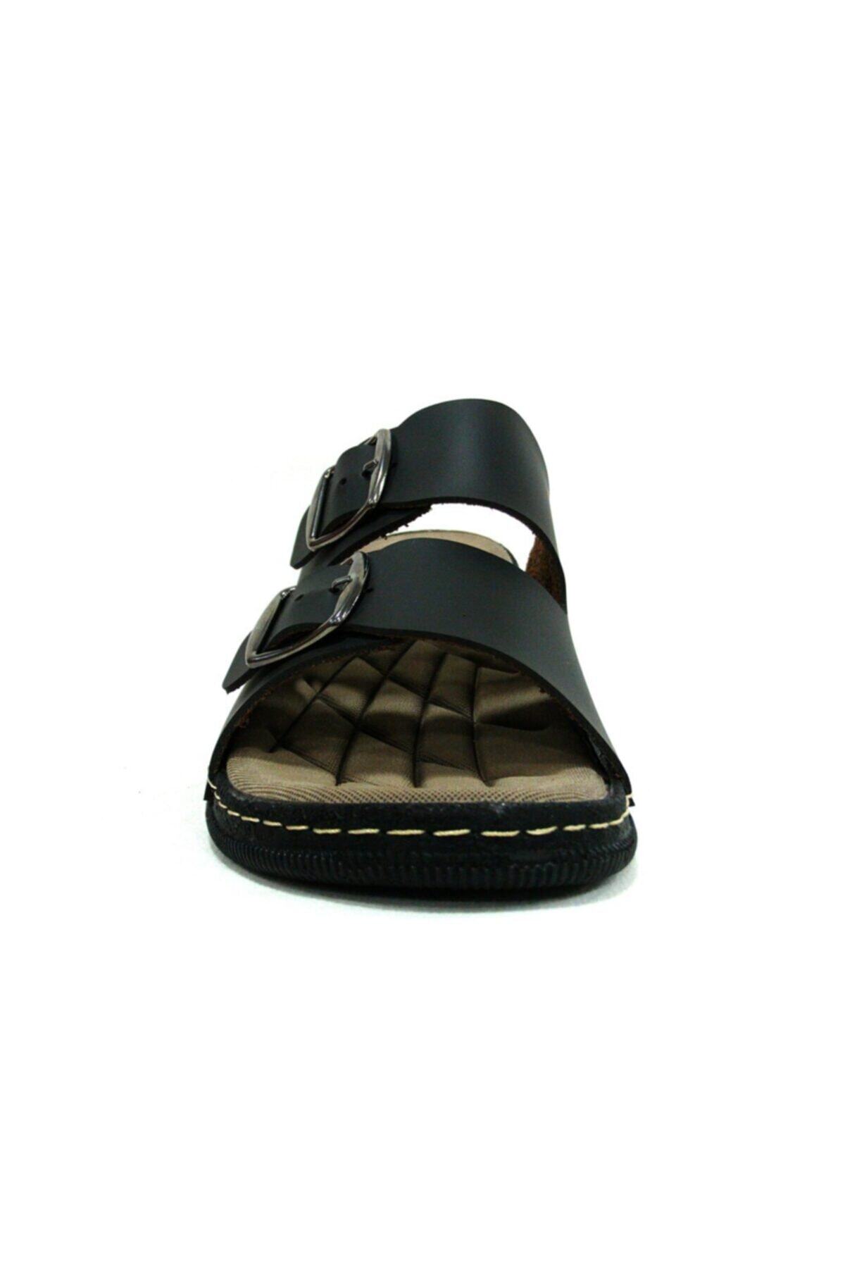 Apella-Men's Black Buckle Anatomical Slippers 6