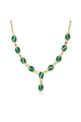 Altın S Desenli Yeşil Opal Boyunluk BNOPL0810001